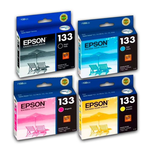 Kit de Tinta Epson 133 Negro y Tricolor 5ml para TX 135 Original Kit de Tinta Epson 133 Negro y Tricolor 5ml para TX 135 Original