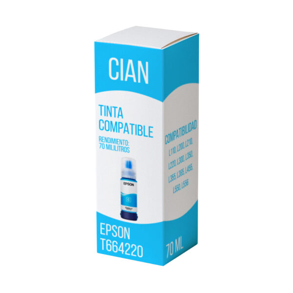 Tinta Epson T664220 Cian 70ml L110, L200 Compatible Tinta Epson T664220 Cian 70ml L110, L200 Compatible