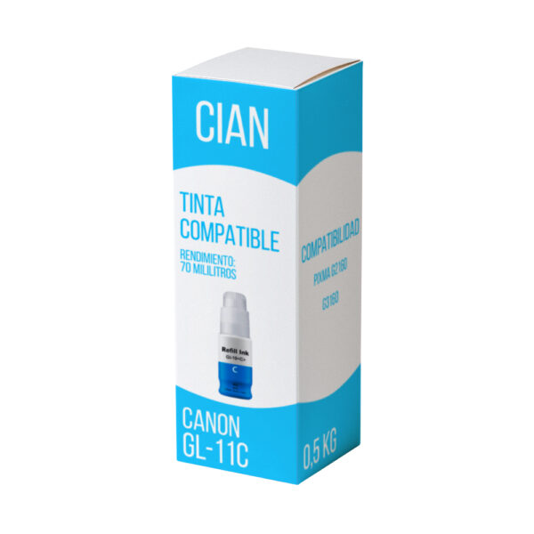Tinta Canon GI-11C Cian 70ml G2160, G3160 Compatible Tinta Canon GI-11C Cian 70ml G2160, G3160 Compatible