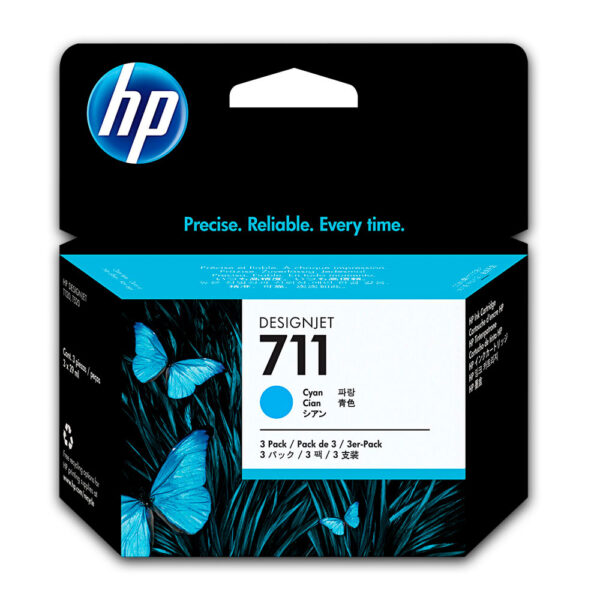 Pack de 3 Tintas HP 711 Cyan CZ134A 29ml T100, T130 Original Pack de 3 Tintas HP 711 Cyan CZ134A 29ml T100, T130 Original