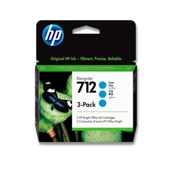 Pack de 3 Tintas Hp 712A Cian 3ED77A 29ml T650 Original Pack de 3 Tintas Hp 712A Cian 3ED77A 29ml T650 Original