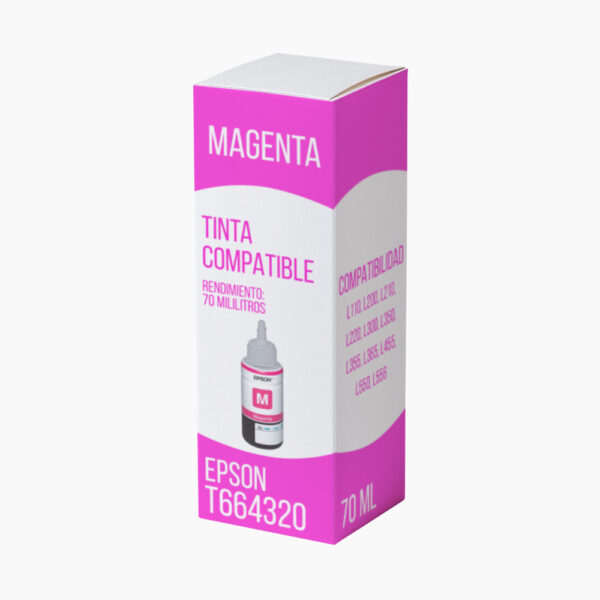 Tinta Epson T664320 Magenta 70 ml L110, L200 Compatible Tinta Epson T664320 Magenta 70 ml L110, L200 Compatible