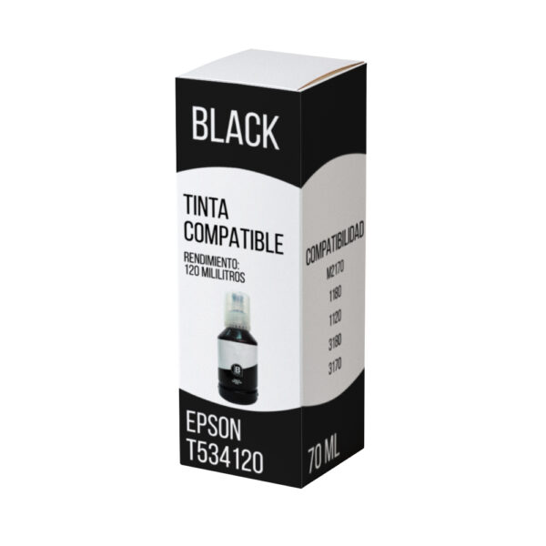 Tinta Epson T534120 Negro 120ml M1120, M1180 Compatible Tinta Epson T534120 Negro 120ml M1120, M1180 Compatible
