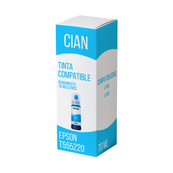 Tinta Epson T555220 Cian 70 ml L8160, L8180 Compatible Tinta Epson T555220 Cian 70 ml L8160, L8180 Compatible