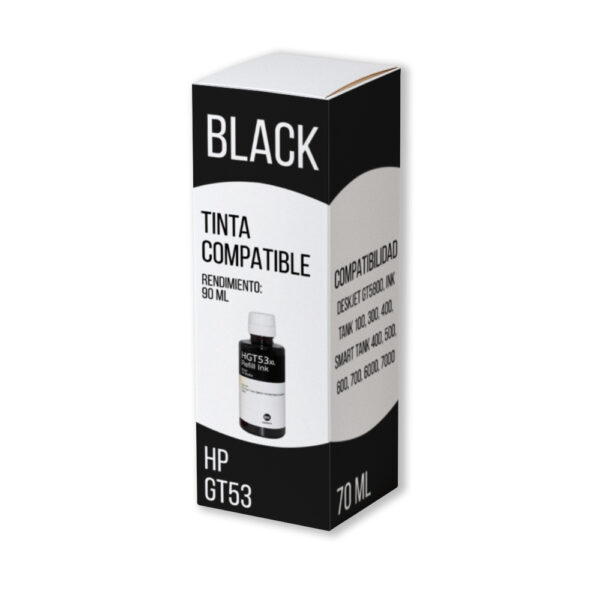 Tinta HP GT53 Negro 1VV22AL 90ml 100, 300 Compatible Tinta HP GT53 Negro 1VV22AL 90ml 100, 300 Compatible