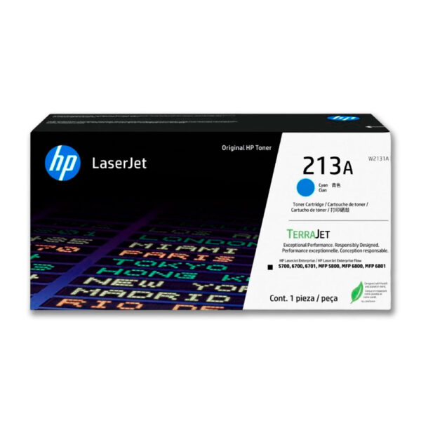 Toner Hp  213A Cyan W2131A 3K Pág. 5700, 5800 Original Toner Hp  213A Cyan W2131A 3K Pág. 5700, 5800 Original