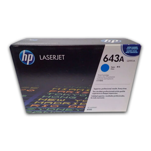 Toner Hp 643A Cyan Q5951A 10K Pág. 4700 Original Toner Hp 643A Cyan Q5951A 10K Pág. 4700 Original