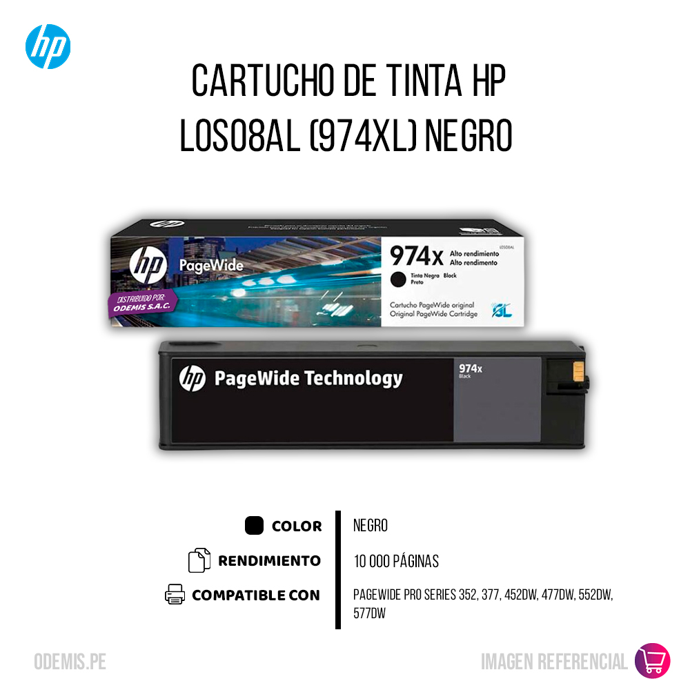 1500-010581-3 Tinta Hp 974Xl Black L0S08Al 10K Pág. 352, 377 Original - Imagen 2