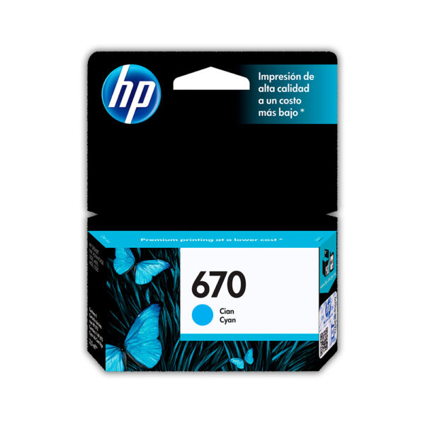 Tinta Hp 670 Cyan Cz114Al 300 Pág. 3525 Original Tinta Hp 670 Cyan Cz114Al 300 Pág. 3525 Original
