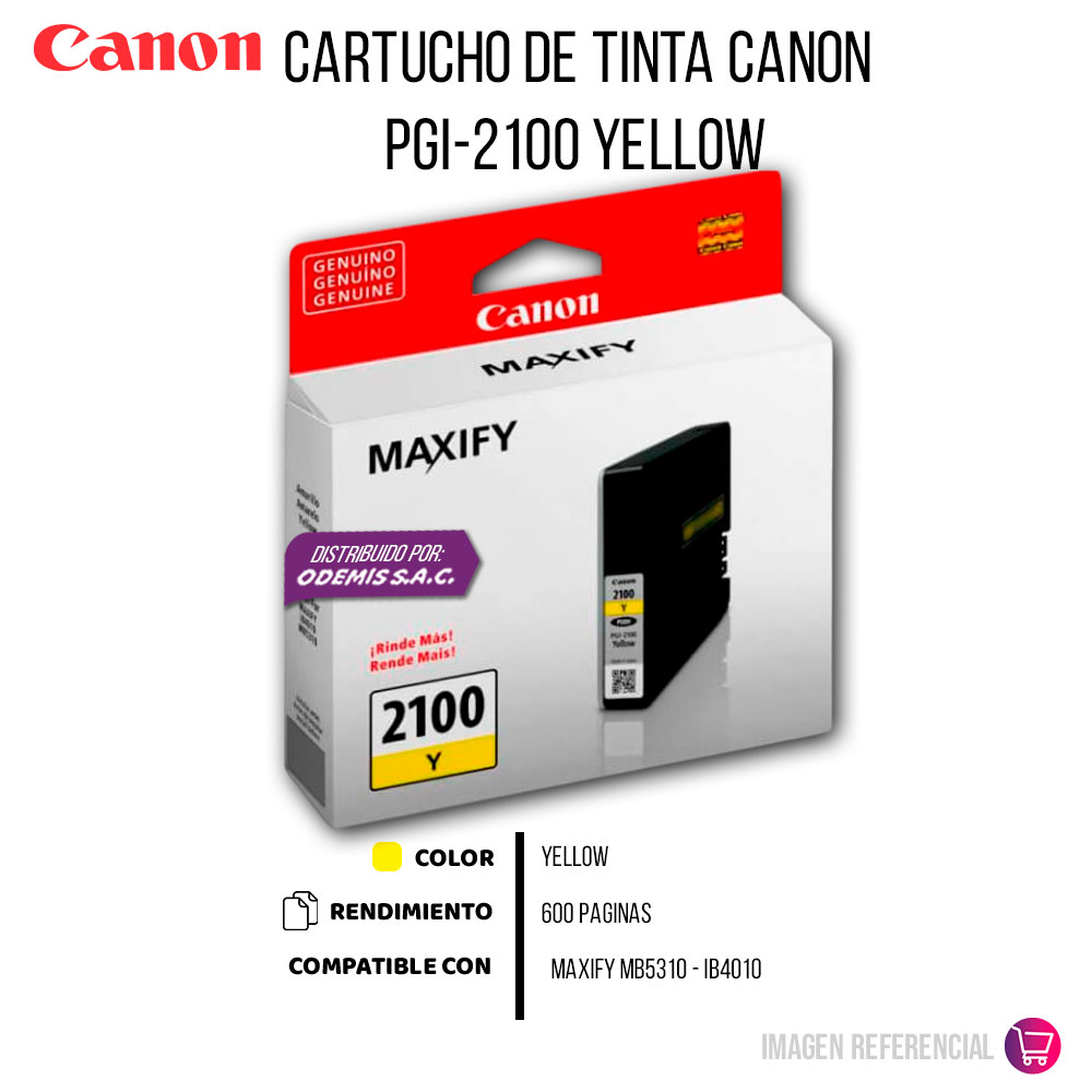 1500-010707-2 Tinta Canon Pgi-2100 Yellow 700 Pág. MB5310 Original - Imagen 2