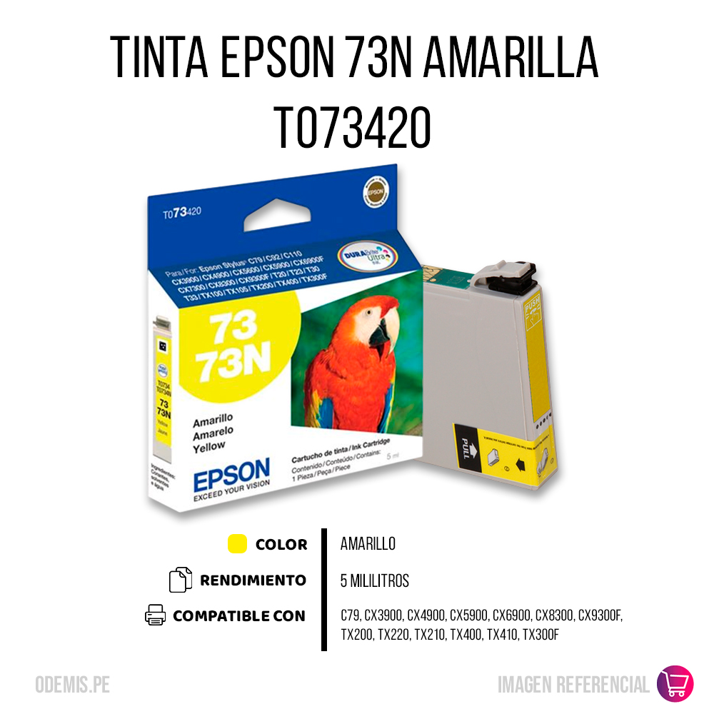 160-0015053-2 Tinta Epson 73N Yellow T073420 5ml C79, CX3900 Original - Imagen 2