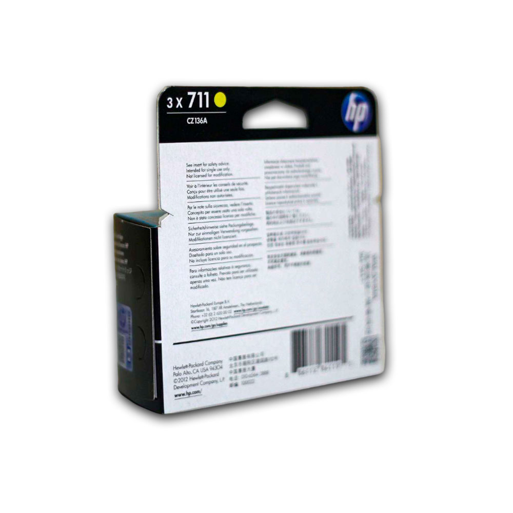 160-0015082-2 Pack de 3 Tintas HP 711 Yellow CZ136A 29ml T120 Original - Imagen 2