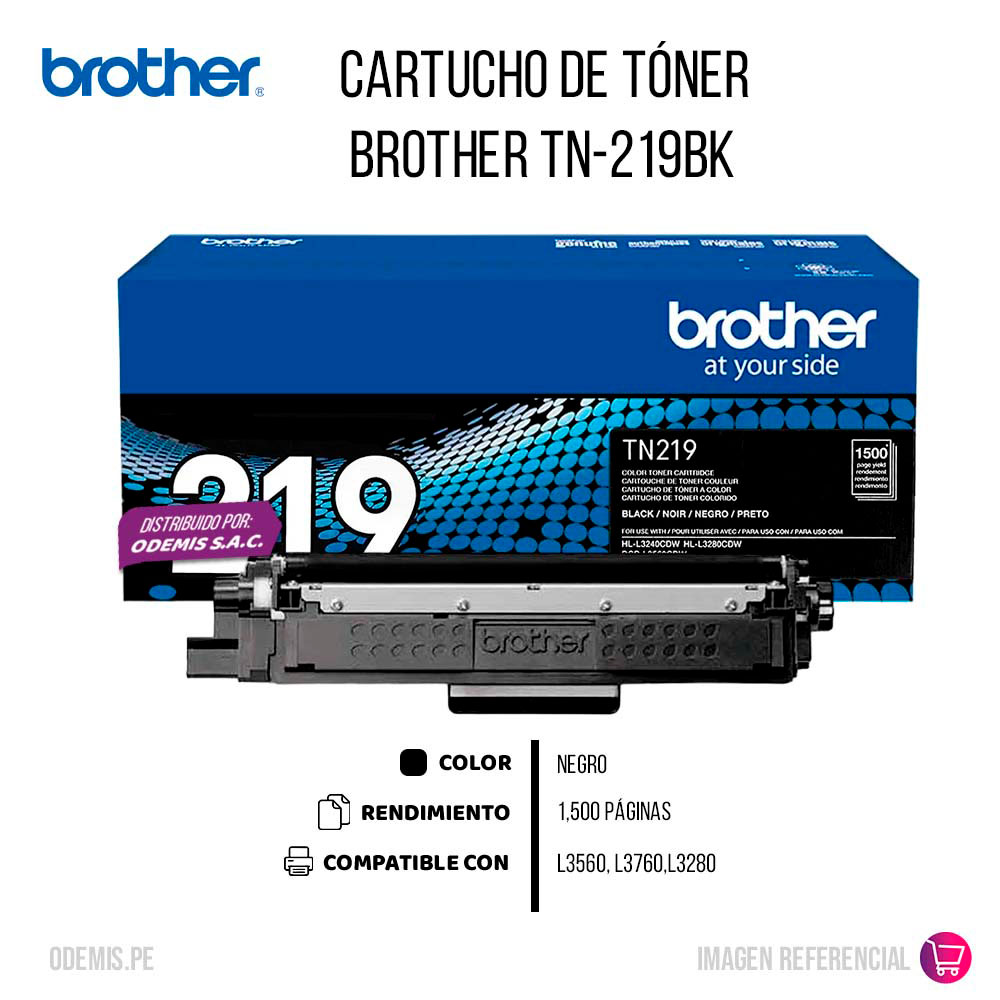 1600-001520-2 Toner Brother TN-219Bk Black 1.5K Pag HL-L3280CDW Original - Imagen 2