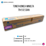 Toner Konica Minolta TN-512C Cyan 26K Pág. C258 Original - Imagen 2