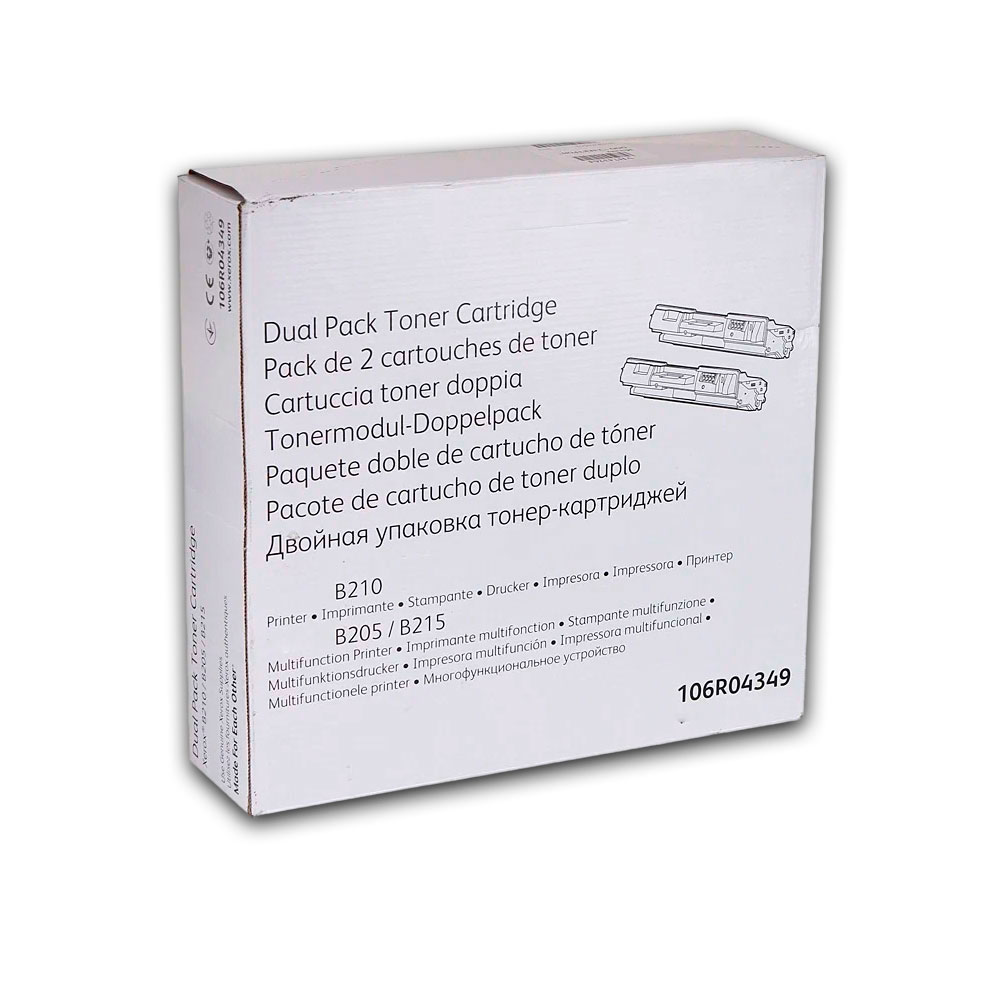 1603-001430-2 Dual Pack Toner Xerox 106R04349 Negro 6K Pág. B210 Original - Imagen 2
