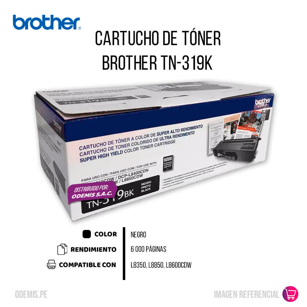 1604-001480-2 Toner Brother TN-319BK Negro 6K Pág. HL l8350cdw Original - Imagen 2