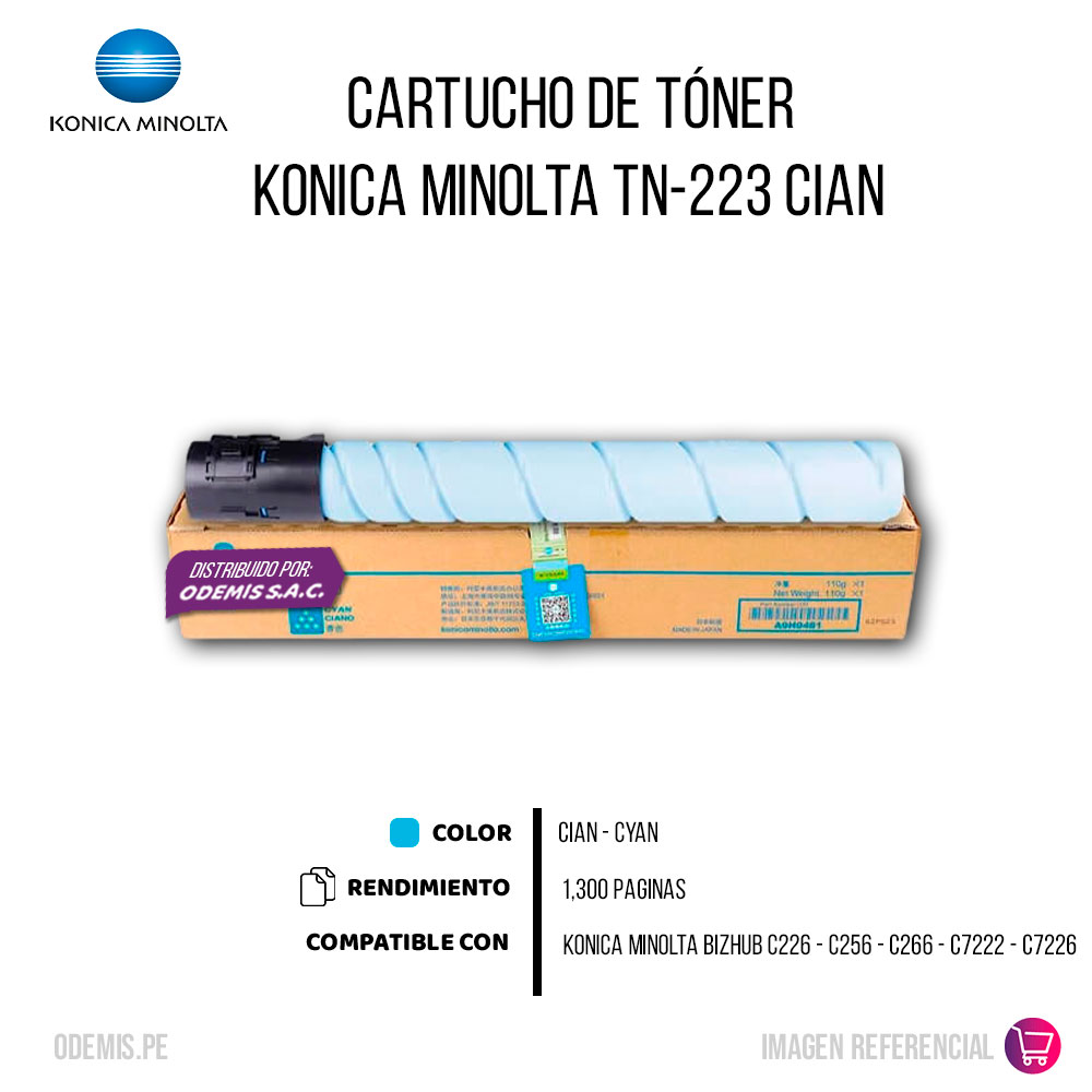1604-001557-2 Toner Konica Minolta TN-223C Cian 1.3K Pag C226 Original - Imagen 2