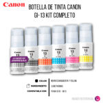 Mega Kit Tinta Canon Gi-13 Bk C M Y Gy R 70ML G510 Original - Imagen 2