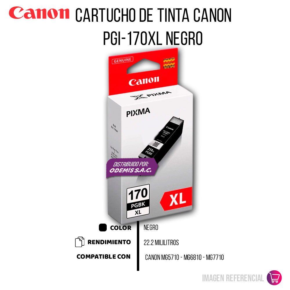 325-24534567-2 Tinta Canon Pgi-170 Xl Black 22ML MG5710 Original - Imagen 2