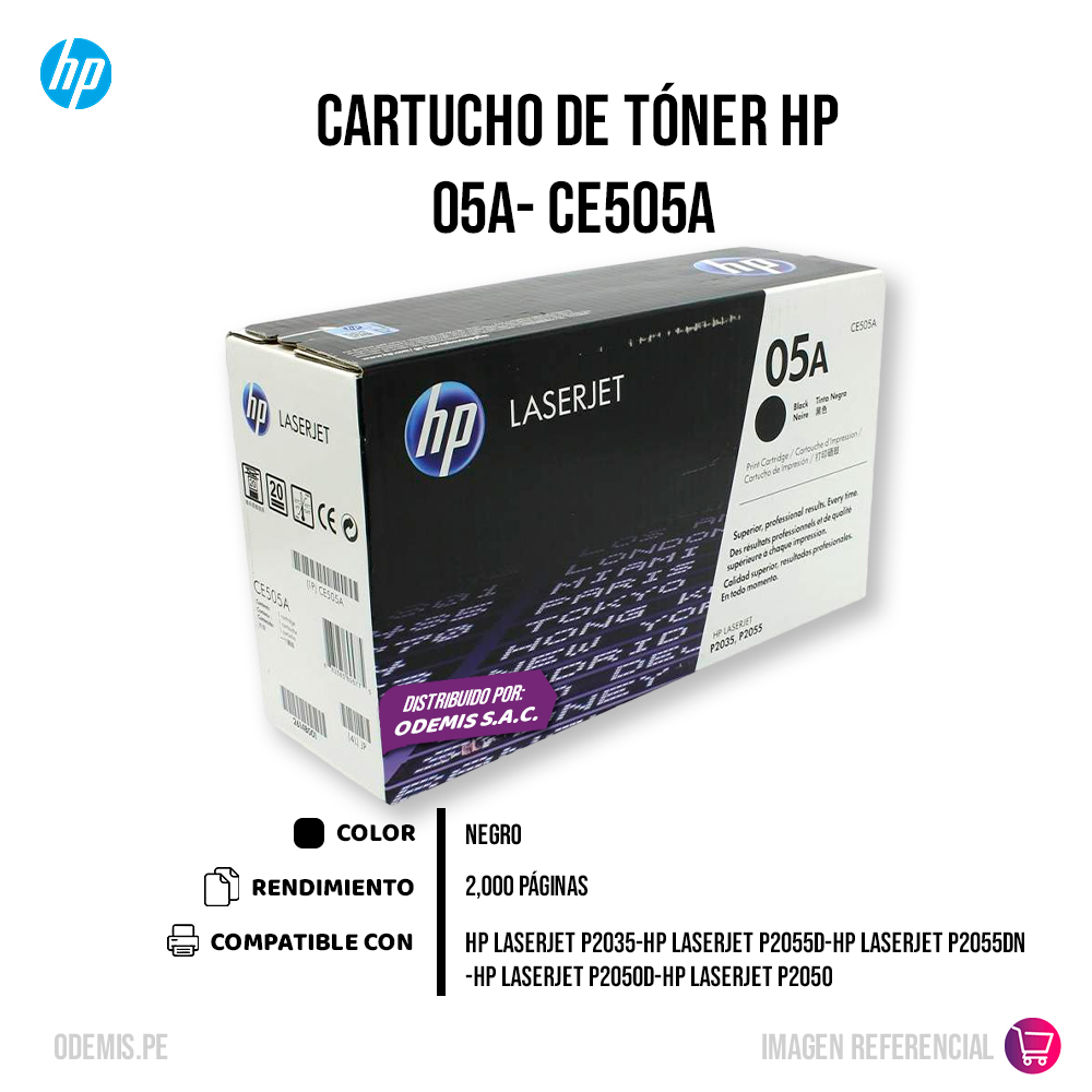 3455-34534-2 Toner HP 05A Negro CE505A 2300 Pág. P2050 Original - Imagen 2