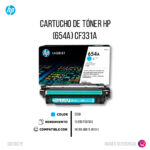 Toner Hp Cf331A (654A) Cyan M680, M651 15,000 pág Original - Imagen 2