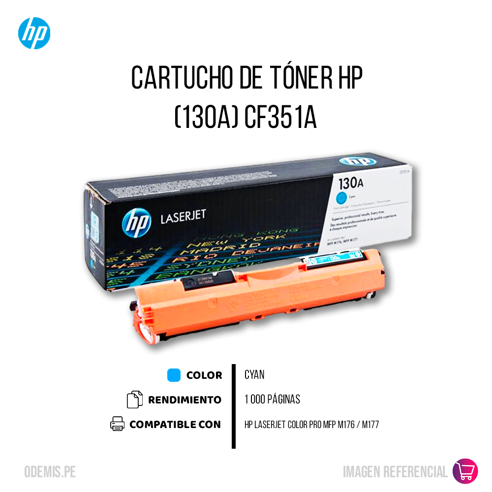 Cf351A-TONER-HP-130A-NEGRO-CARTUCHO-3 Toner Hp Cf351A (130A)  Cyan M177fw, M176n 1,000 pág original - Imagen 2