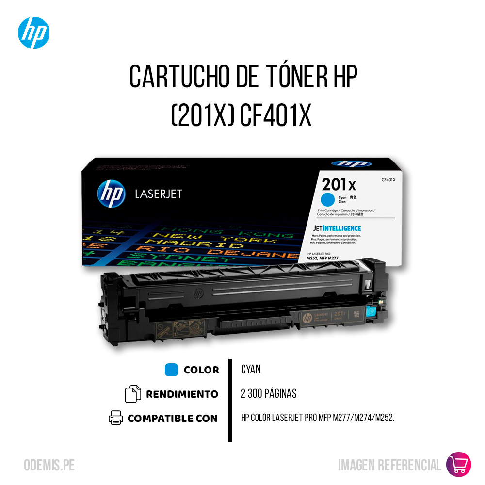 Cf401X-TONER-HP-201X-cyan-CARTUCHO_3 Toner Hp Cf401X (201X) Cyan M274n, M277dw 2300 pág Original - Imagen 2