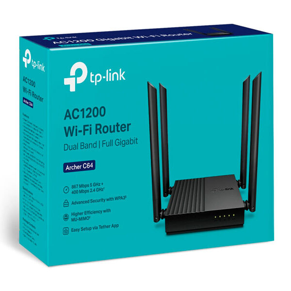 ROUTER TP-LINK ARCHER C64 1200AC MU-MIMO WIFI ROUTER TP-LINK ARCHER C64 1200AC MU-MIMO WIFI