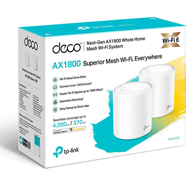 ROUTER TP-LINK MESH  DECO X20-2 WI-FI 6  AX1800 2-PACK ROUTER TP-LINK MESH  DECO X20-2 WI-FI 6  AX1800 2-PACK