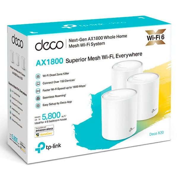 ROUTER TP-LINK MESH  DECO X20-3 WI-FI 6  AX1800 3-PACK ROUTER TP-LINK MESH  DECO X20-3 WI-FI 6  AX1800 3-PACK