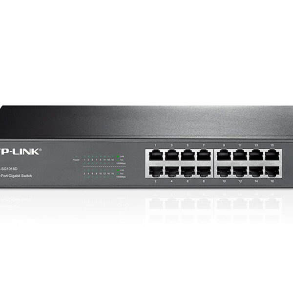 SWITCH TP-LINK 16PORT 10/100/1000 GIBABIT TL-SG1016D METALICO RACKMOUNT SWITCH TP-LINK 16PORT 10/100/1000 GIBABIT TL-SG1016D METALICO RACKMOUNT