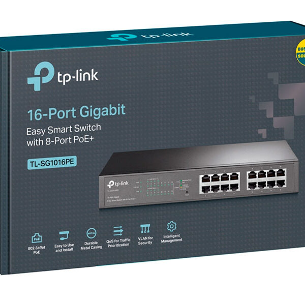 SWITCH TP-LINK 16PORT TL-SG1016PE 8PORT  POE+ Easy Smart 10/100/1000 GIBABIT SWITCH TP-LINK 16PORT TL-SG1016PE 8PORT  POE+ Easy Smart 10/100/1000 GIBABIT