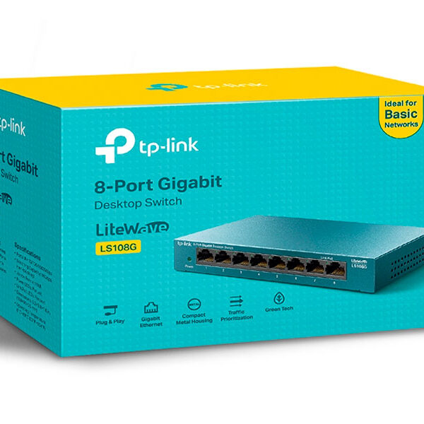 SWITCH TP-LINK 8PORT 10/ 100/ 1000 Mbps LS108G ACERO SWITCH TP-LINK 8PORT 10/ 100/ 1000 Mbps LS108G ACERO