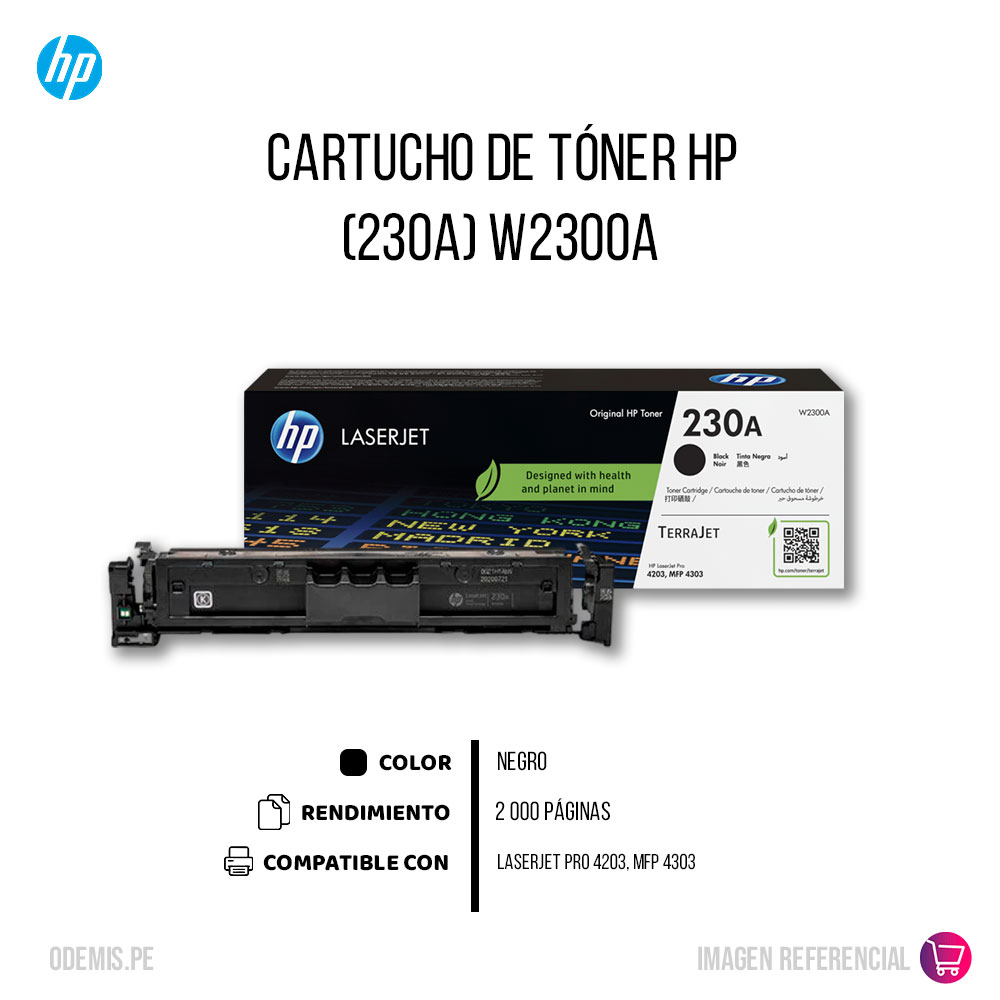 W2300A-TONER-HP-230a-negro-CARTUCHO_3 Toner Hp W2300A (230A) Black  4203, 4303 2000 Pag Original - Imagen 2