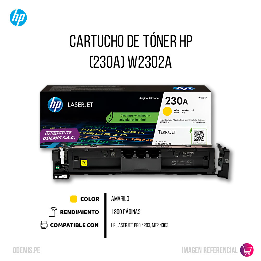 W2302A-TONER-HP-230A-amarillo-CARTUCHO_3 Toner Hp W2302A (230A) Yellow 4203cdn 4203dn 1,800 Pags Original - Imagen 2